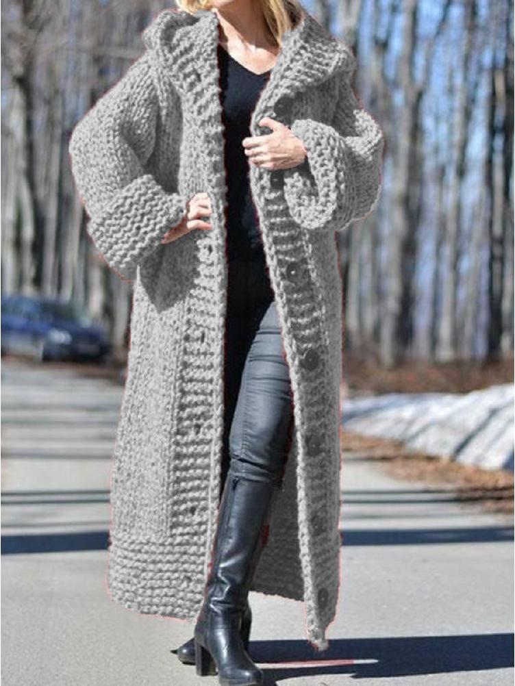 Women's 2025 Winter Hooded Knit Cardigan Sweater Coat
