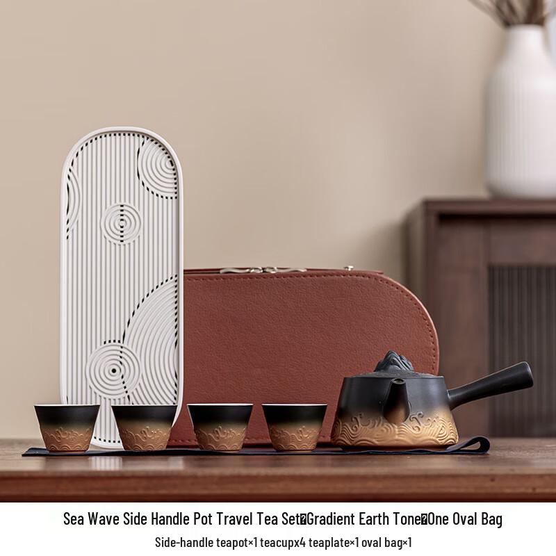 Ceramic Wave Travel Tea Set