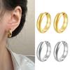 Classic Smooth Round Stainless Steel Earrings Woman Geometric Circle Ear Buckle Gold Copper Color Fashion Huggie Daily Zircon