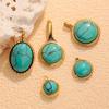 Oval Turquoise Stone 18K Gold-Plated Stainless Steel Pendant Necklace and Earring Charms