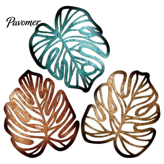 Wooden Wall Art Decor 3Pcs Hollow Monstera Leaf Decoration, Tropical Hanging Plaque, Decorative Gift for Housewarming Sculpture with Hook Living Room
