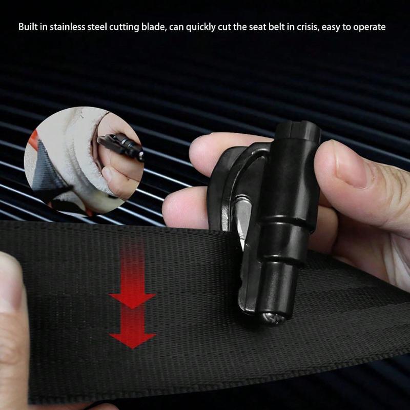 1pc Multifunction Mini Hammer with Spring Window Breaker and Keychain for Car, Cut Seat Belt, Portable