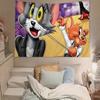 Cute TTom And Jerry Tapestry Wall Hanging Tapestry Art Deco Blanket Curtain Hanging At Home Bedroom Living Room Decor