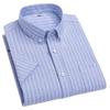 Cămașă de vară pentru bărbați, din bumbac Oxford, cu mânecă scurtă, stil business casual, în carouri, cu dungi