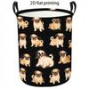 1pc Laundry Basket, Cute Pug Dog Pattern, Large Capacity Fabric Dirty Clothes Hamper, Collapsible Storage Bin with Sturdy Handles, Casual Style Home O