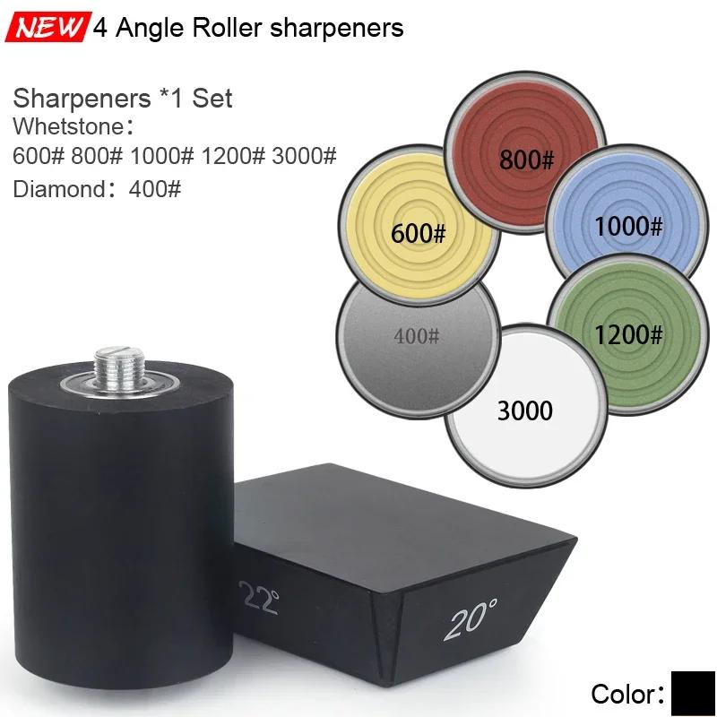 Professional Roller Knife Sharpener Black Wooden Roller Knife Sharpener Magnetic Quad 15/18/20/22° Kitchen Sharpening Tool Set