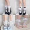Lolita Summer Knee Socks With Lace Trim And Heart Pattern For Girls