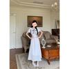 French Gentle Wind Lace Doll Collar Short Sleeve Dress Summer New Waist Skinny Temperament Long Dress Women