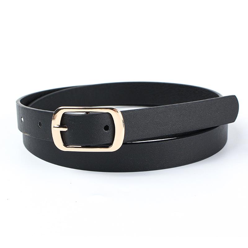 Women's Retro PU Leather Thin Black Belt - Fashionable, Versatile Decorative Waist Accessory for Jeans