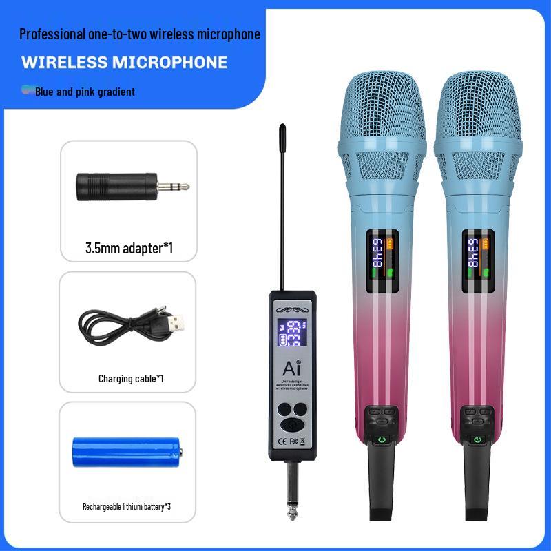 New Dual Wireless Microphone for Home, KTV, Stage, Live Streaming with Anti-Howling Noise Reduction and Sound Card Compatibility