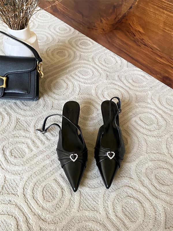 

Сандалии на высоком каблуке с французской сумкой на голове Туфли феи Темперамент Пустые остроносые туфли 40 чёрный