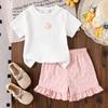 Girls' Fashionable Outfit - Summer Children's Simple and Cute Sleeveless Top and Shorts Set