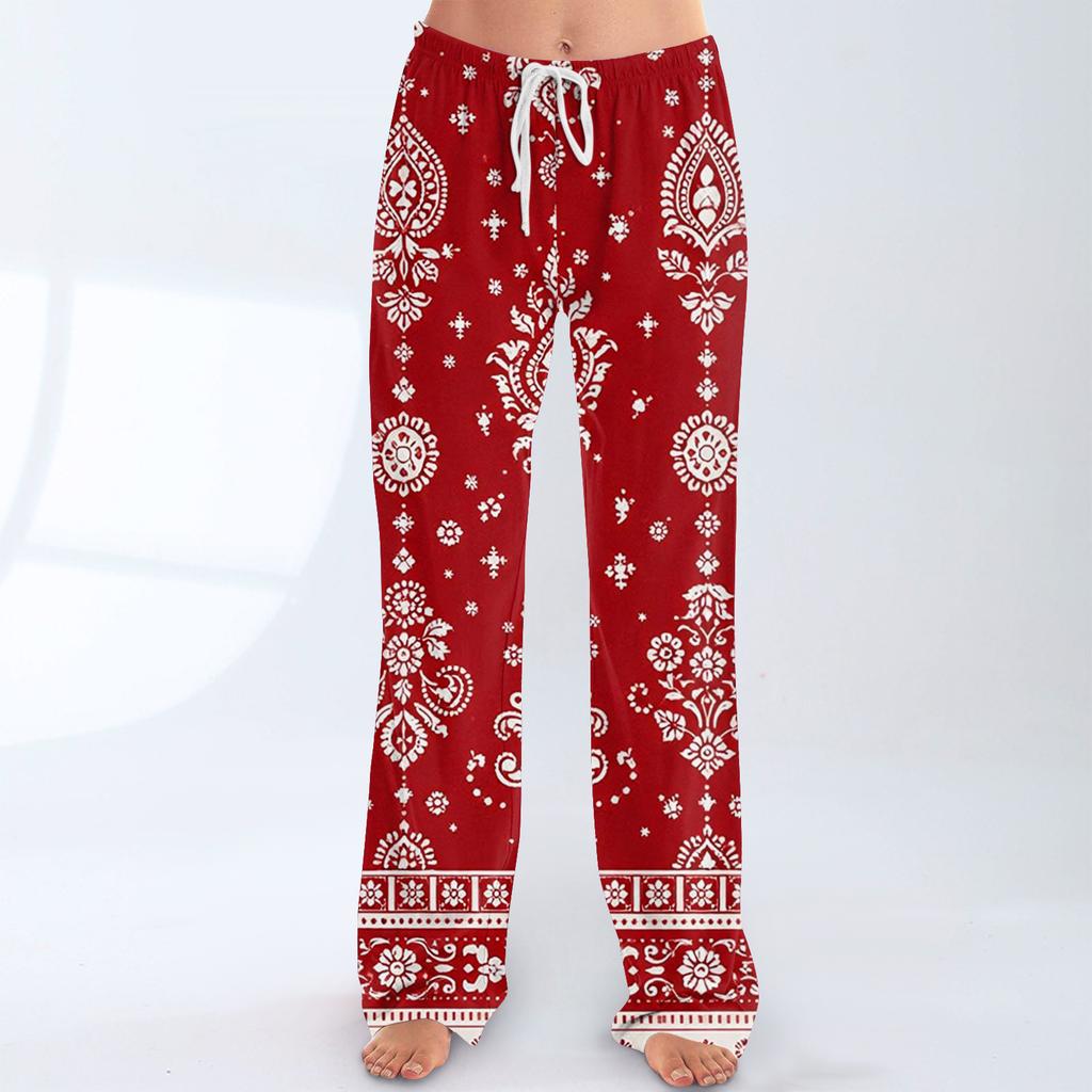 Women's Fashion Loose-Fit Drawstring Elastic Waist Casual Printed Pants