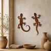 2 Pezzi Rettile Lucertola Rana in Metallo da Parete, Decorazione Murale Rustica in Ferro per Giardino Esterno, Patio e Cortile, Scultura Animale Appesa con Finitura Invecchiata per Giardino