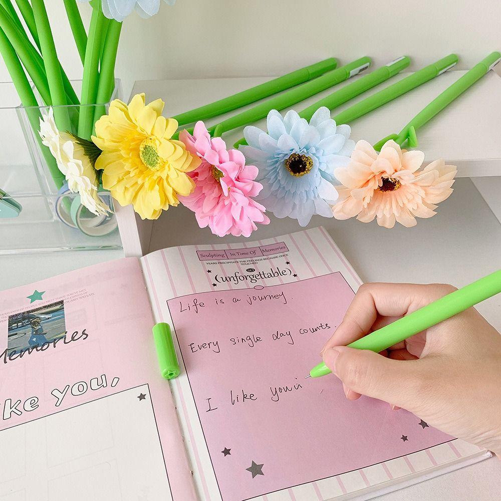 Silicone Writing Pen Simulated Gardenia Wedding Sign-in Pen DIY Floral Gel Pen  for Student's Gift