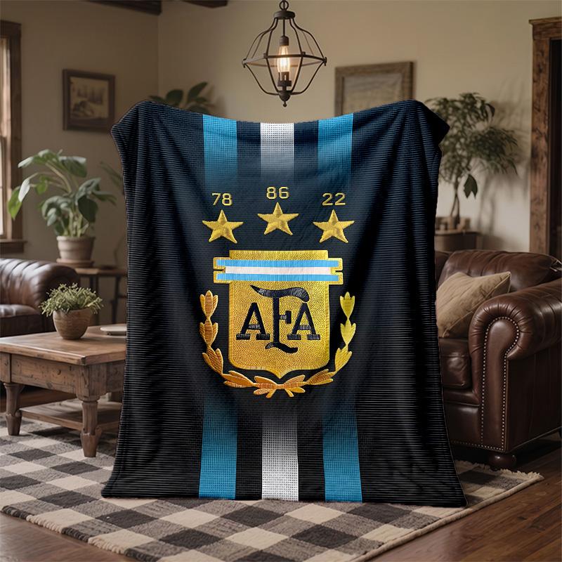 Argentina National Football Team Print Flannel Blanket Soft Warm Sofa Bed Throw Blanket For Home Office Bedroom