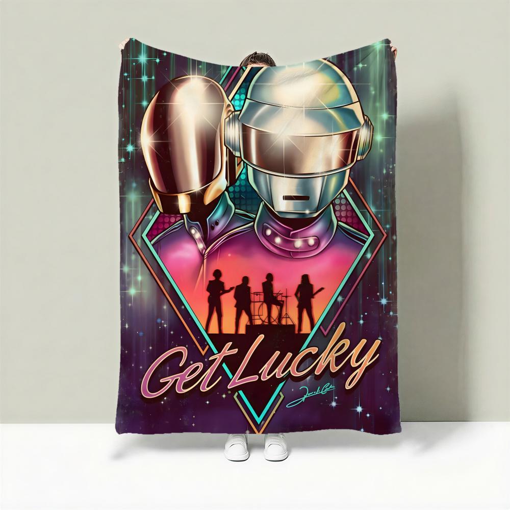 

Band D-Daft Punk Throw Lightweight 240g Flannel Blanket Soft Skin-friendly for Summer Cooling 75cmx90cm