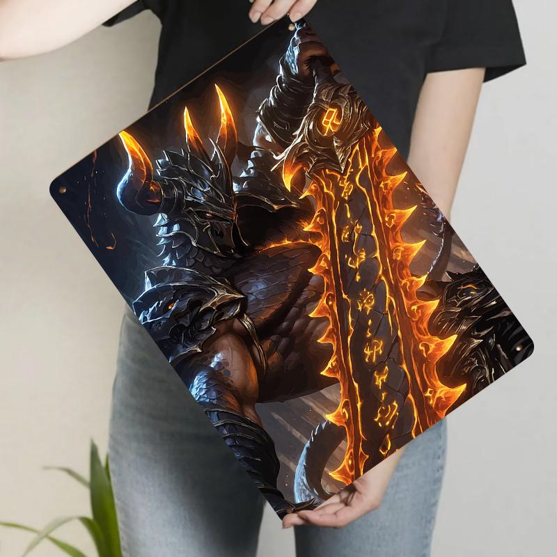 

Dark Demon Warrior Metal Wall Art Game Theme Home Decor Living Room Hanging Decoration 20x30cm（7.8x11.8inch）