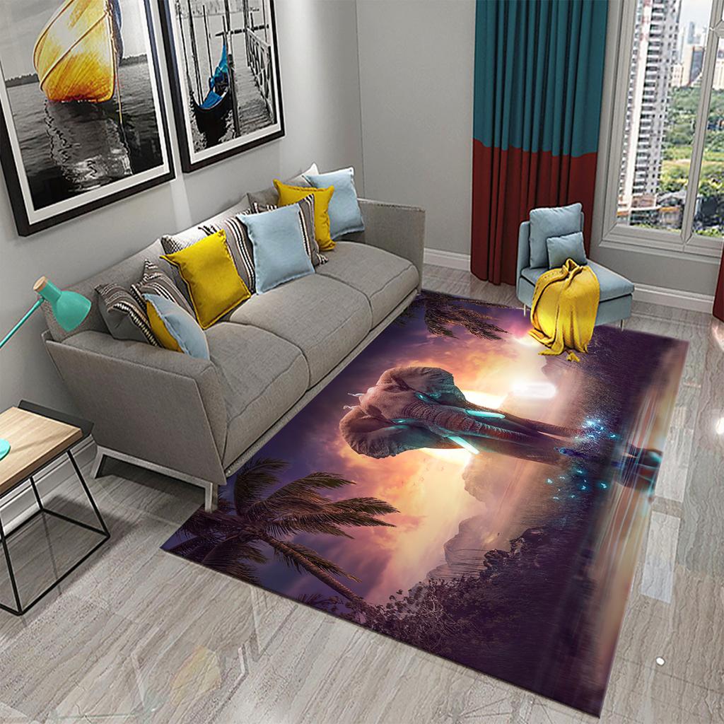Family Bedroom Living Room Floor Mat Bathroom Kitchen Non-slip Rug Dream Elephant Rug Magic Animal Rug