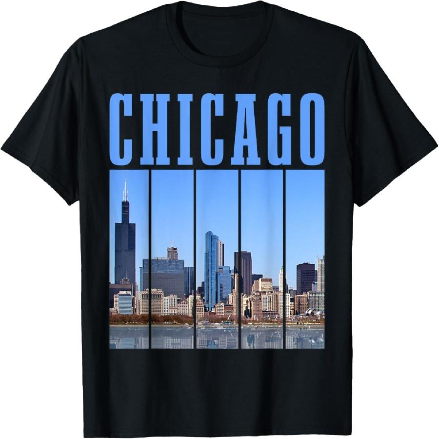 Винтажная футболка Chicago Illinois Pride Чикаго Скайлайн XXXXXL чёрный 1490₽