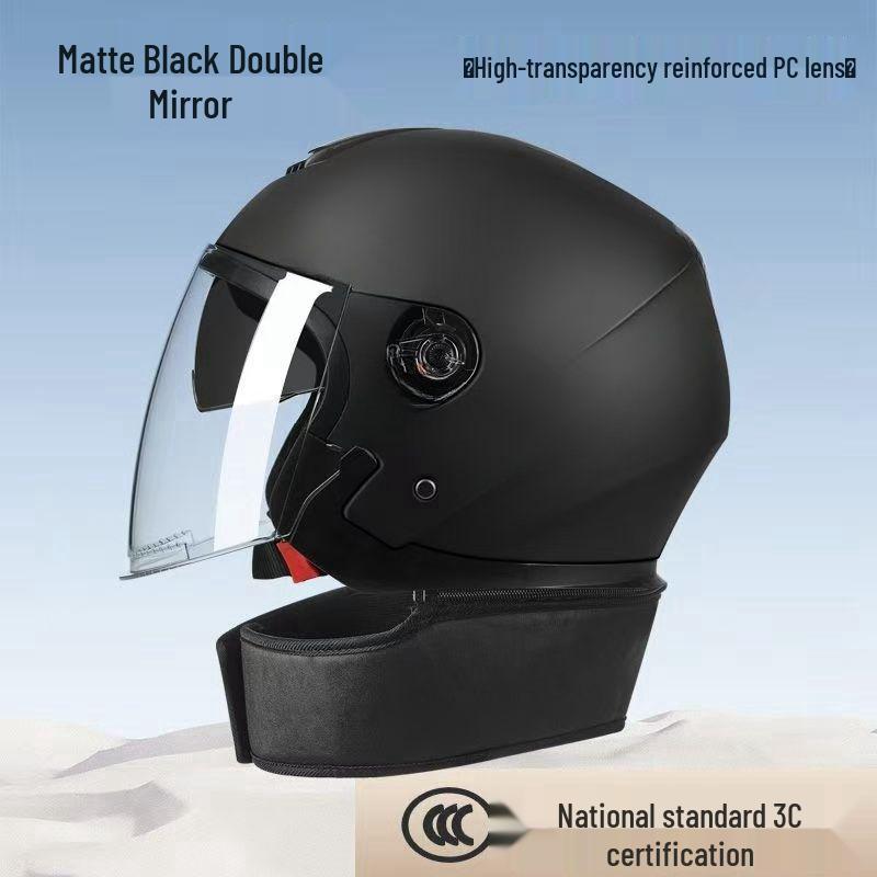 

Unisex Electric Vehicle Helmet with Warm Neck Gaiter, Detachable Half Helmet & Dual Visor for Cold Protection and Safety Custom