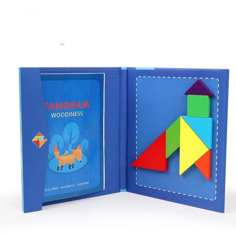 Children'S Early Education Wooden Magnetic Tangram Magnetic Puzzle Puzzle Kindergarten Teaching Aids Development Intellectual Educational Toys