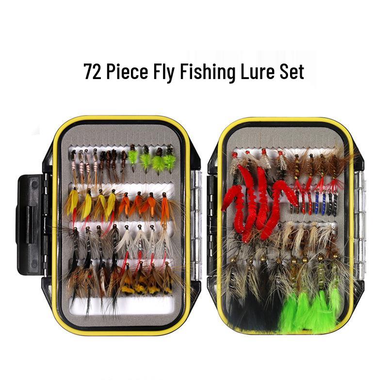 Double-Layer Waterproof Box with 24/32/72-Piece Artificial Fly Fishing Lure Set