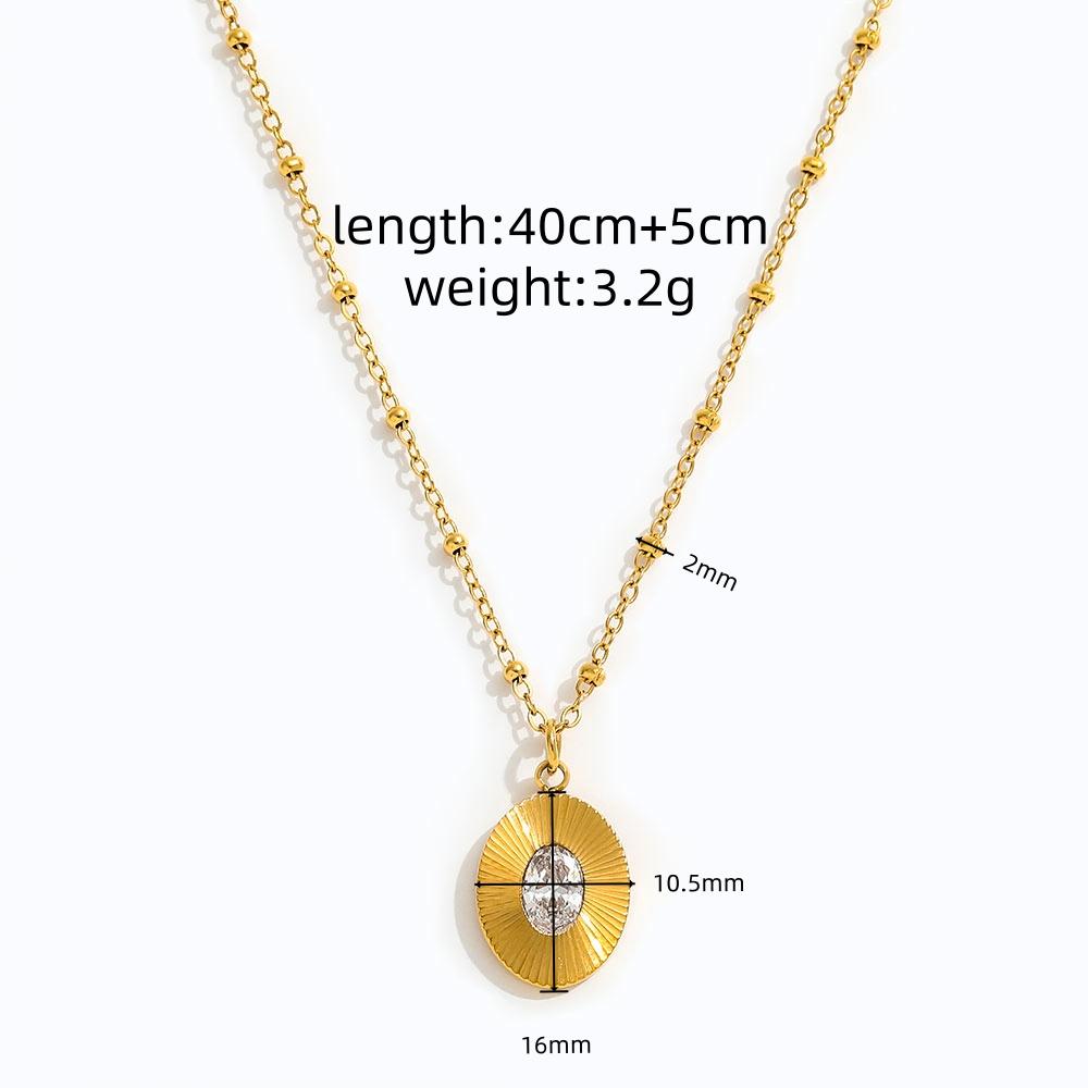 Joolim Jewelry 18K Gold Plated Waterproof&Non Tarnish Fashion Oval Zirconia Pendant Bead Chain Necklace Stainless Steel Jewelry
