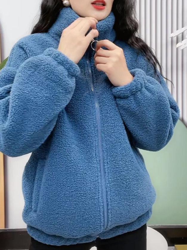 2025 Winter Plus Size Velvet Lambswool Casual Jacket for Middle-aged Women