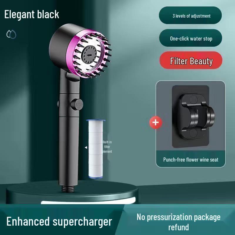Ultra-Strong Supercharged Massage Shower Head Set with Filter & Hose