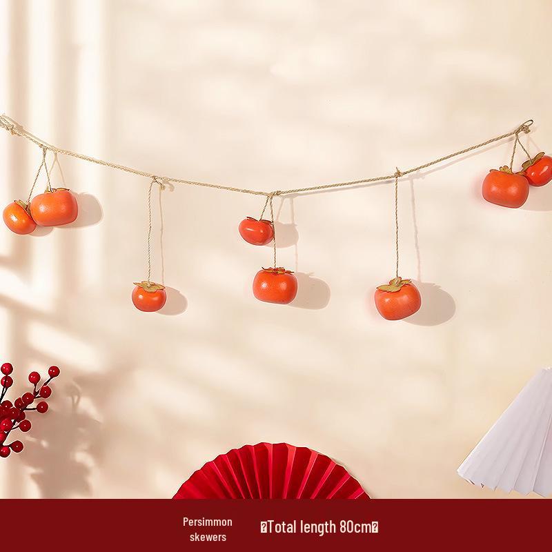 2025 New Year Persimmon Hanging String Decoration - Year of the Snake Spring Festival Ruyi Pendant for Wall Decor