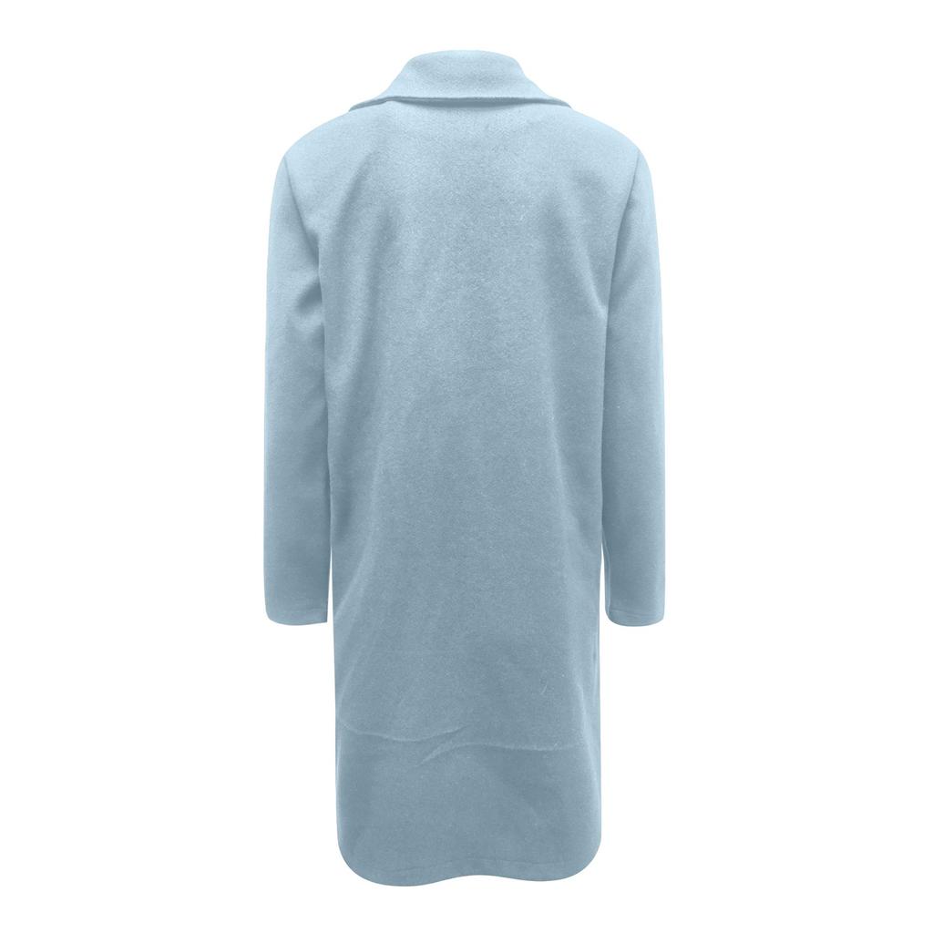 Women's Fashion Colid Color Long Sleeves Lapel Mid-length Button Woolen Coat