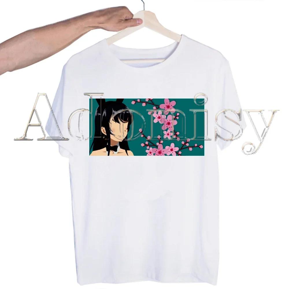 Bunny Girl Senpai Sakurajima Mai Printed T Shirt  Unisex Retro Washed Tops Tees Harajuku Tshirt Streetwear Hip Hop Male T-shirts Shirt