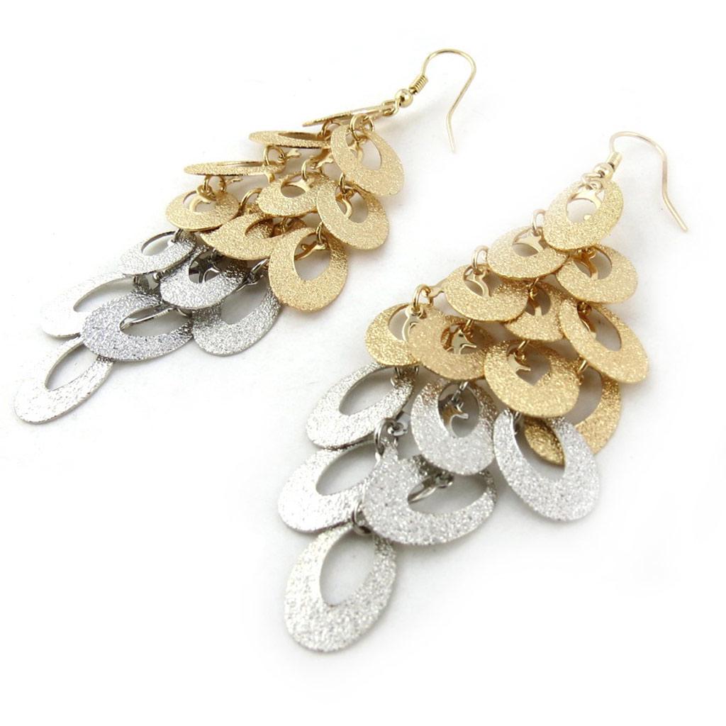 Les Trésors De Lily [N1168] - Silver-gold 'Choreography' Designer Loops (geometric)