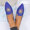 Large Size Women's Shoes New Flat Bottom Shallow Mouth Doudou Shoes Flat Bottom Rhinestone Pointed Single Shoes Women