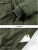 Men's Hooded Military-Style Washed Cotton Jacket with Velvet Lining