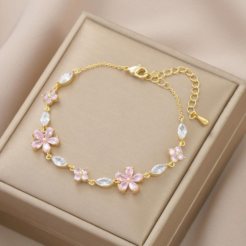 2023 Spring-Summer Women s Elegant Zircon Petal Bracelet – Fashionable and Versatile Design