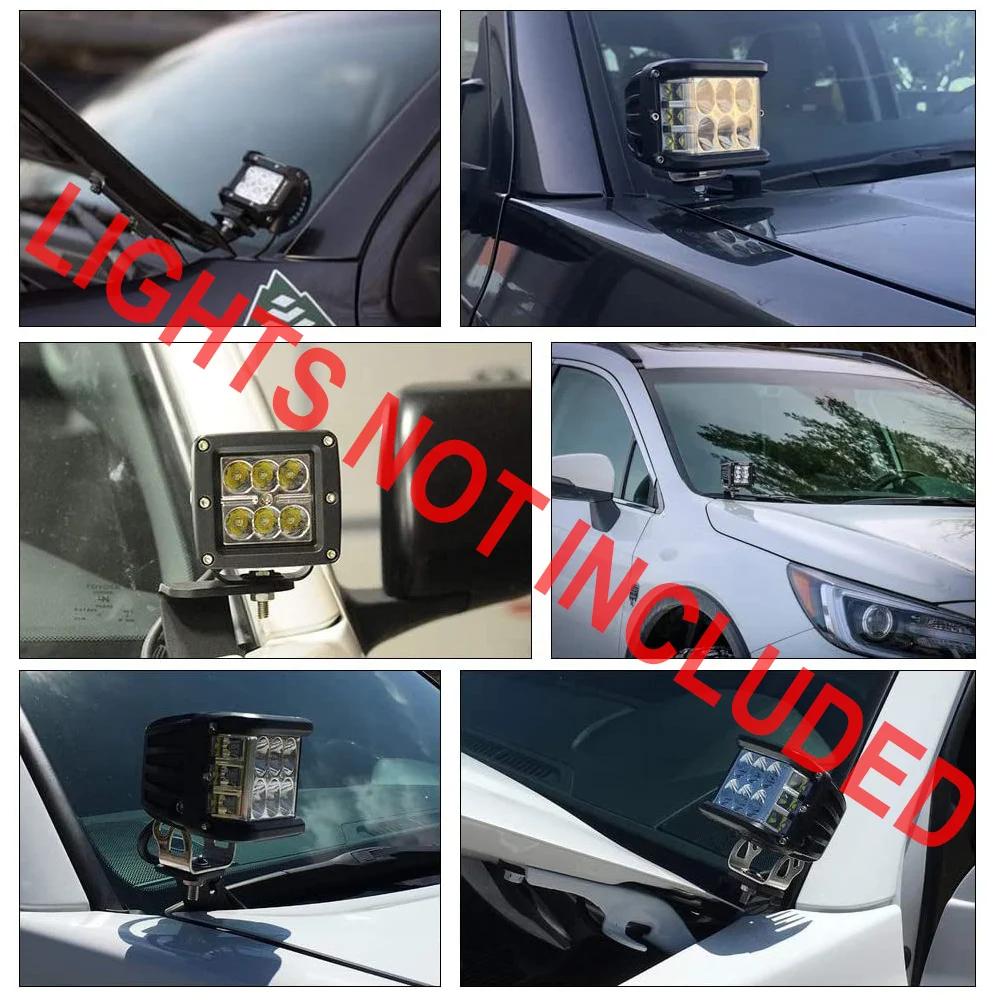 Car Front Hood Ditch Light Mounting Bracket Work Lamp Mount Holder Clamp for Toyota Tacoma 2005-2015 Lamp Brackets Kit