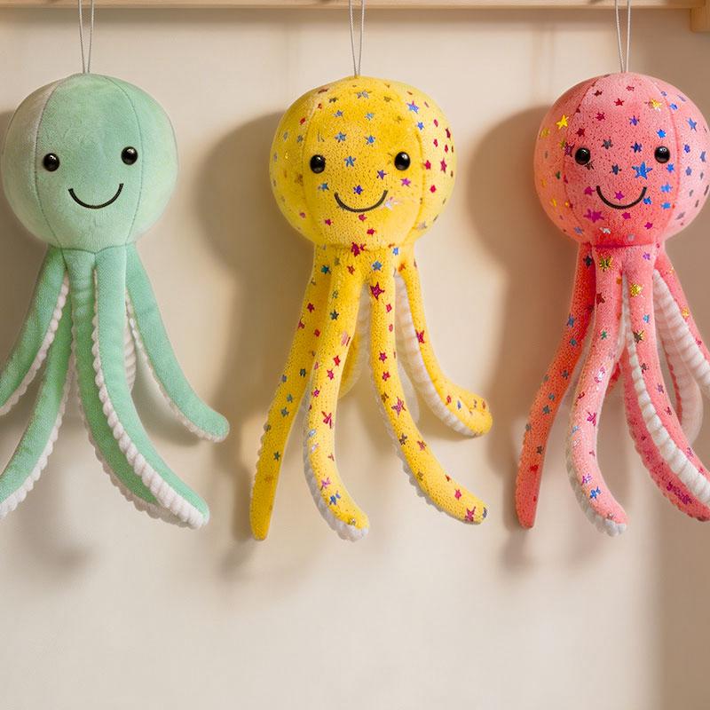 Favorite Toy Unisex Light Pink 30Cm Stars Octopus Plush Toy Stuffed Aquatic Cartoon Animal Doll Smiling Face Plushie Appeasing Birthday Gift