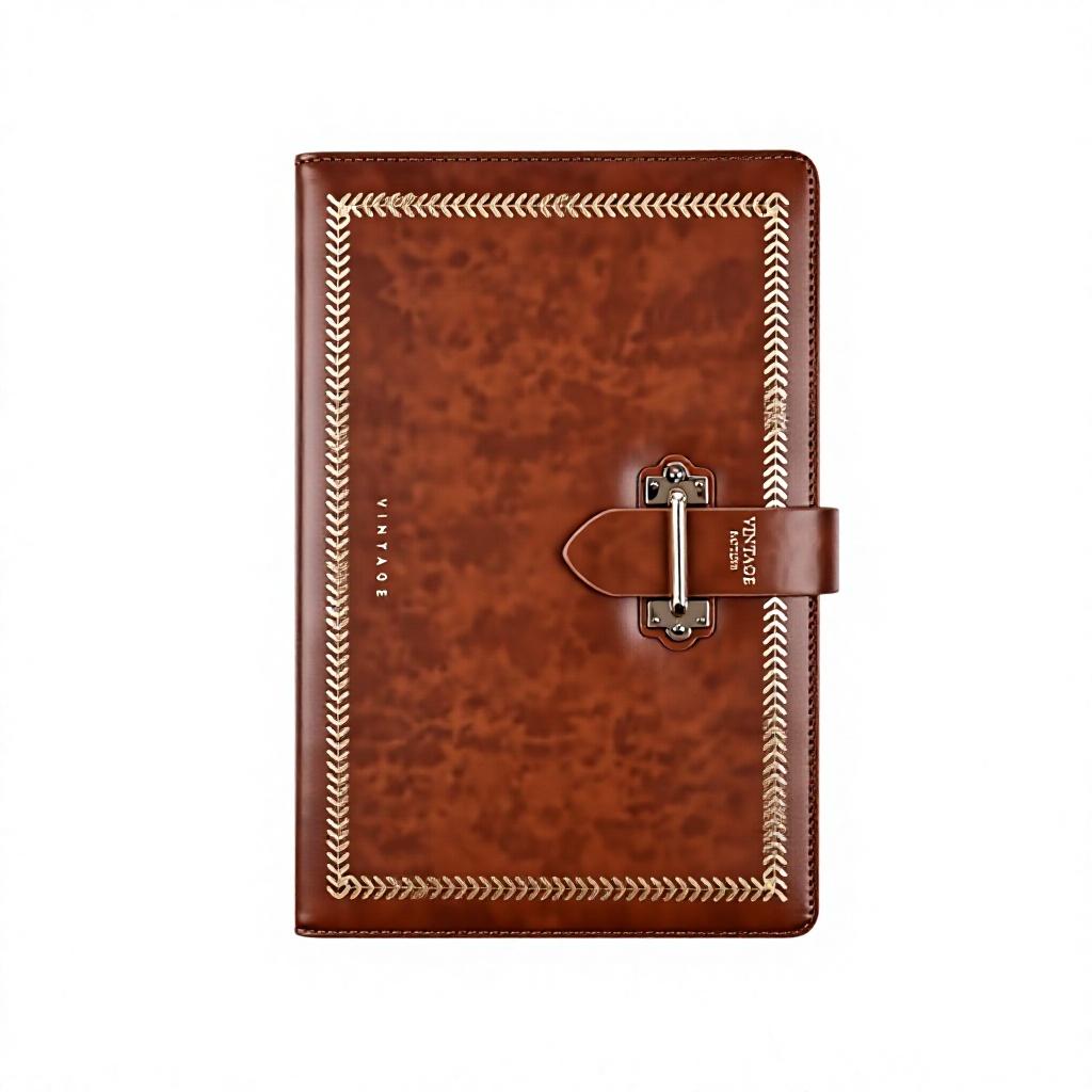 In-stock A5 Faux Leather Notebook Vintage-Style Pocket Business Office Notepad Custom Corporate Logo Options (as the picture,None&A5)