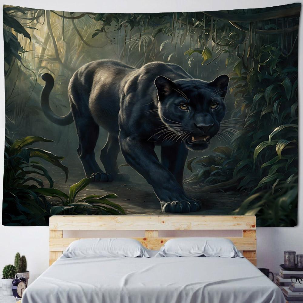 Animal oil painting tapestry, tiger lion elephant wolf, art decoration, wall hanging, hippie, home background cloth, bedroom