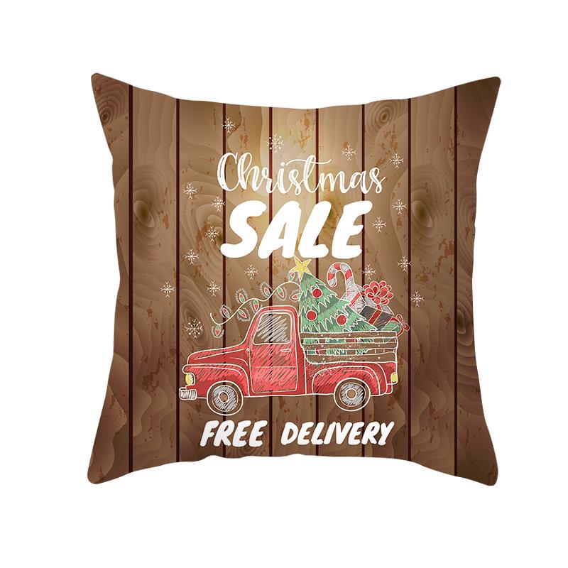 Cartoon Car Print Peach Skin Pillow Cover Christmas New Pillow Cover Wish Home Cushion Cover