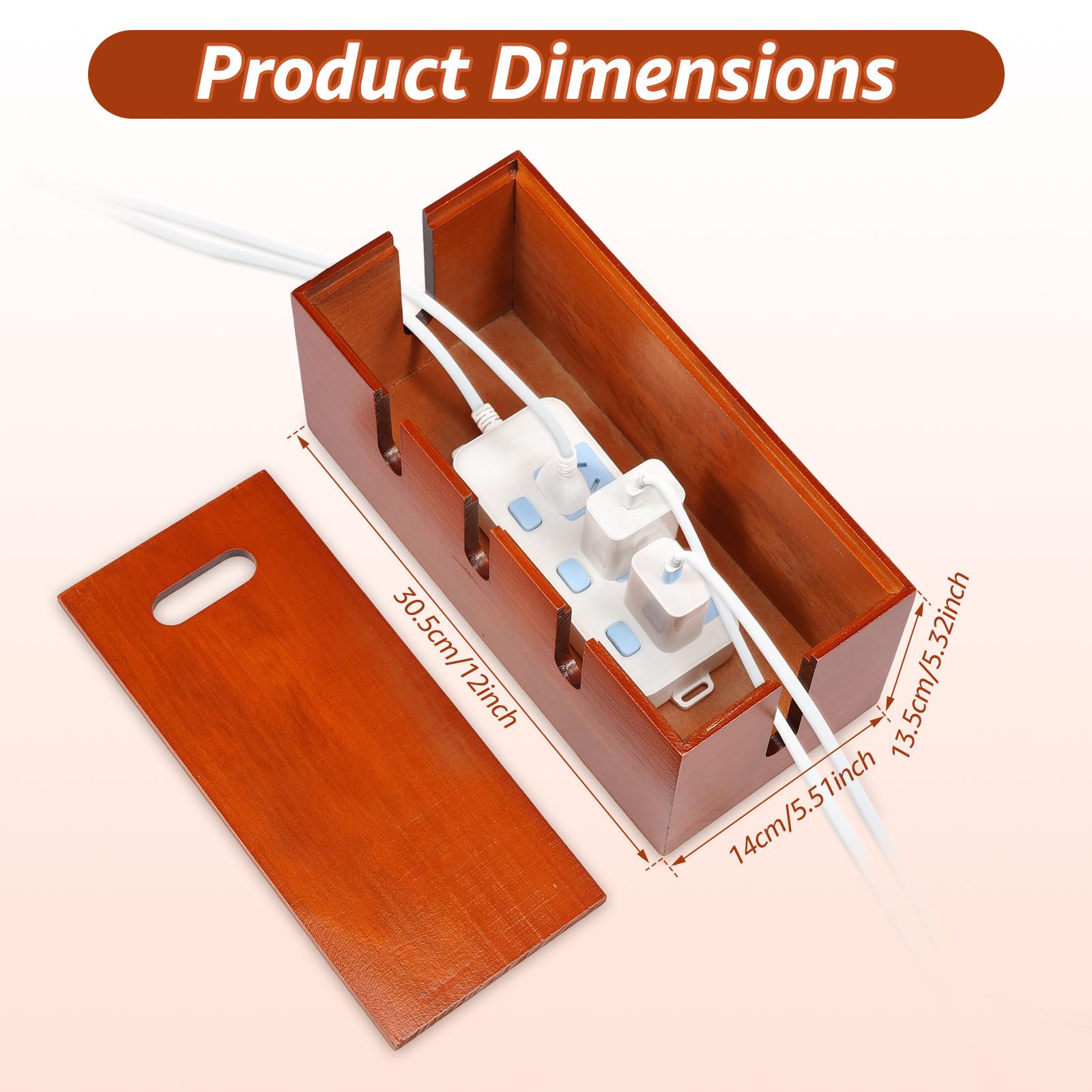 

Cable Management Box Wooden Wire Junction Board Storage Box Cord Hider Desk Organizer Power Strip Hider Box for Home Office