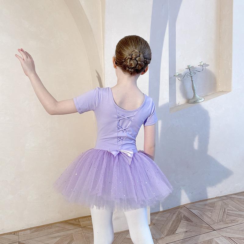 

Girls Long Sleeve Winter Ballet Dress - Purple Sequin Skirt and Gauze, Pure Cotton, Perfect for Dance Practice and Exams 160 cm