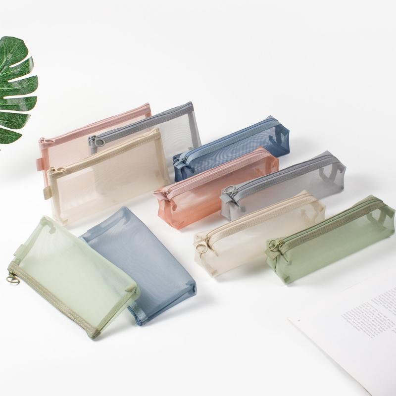 New Large Capacity Mesh Pencil Bag Mesh Transparent Pencil Case Multifunctional Portable Paint Brush Bag School Supplies