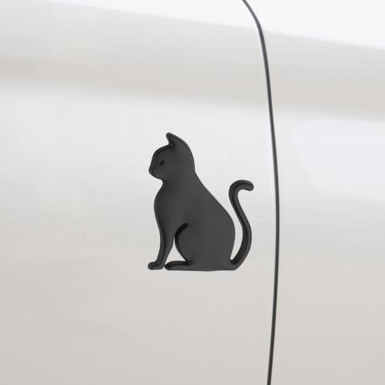 Car Decal Metal Cat 3D Animal Emblem for Scratch Hiding Chrome Finish Zinc Alloy Sticker for Body And Trunk Weatherproof Outdoor Use