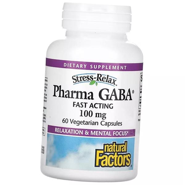 

GABA, Gamma-aminobutyric acid, Stress Relax Pharma GABA 100, Natural Factors 60vegcaps (72406009) 60vcaps