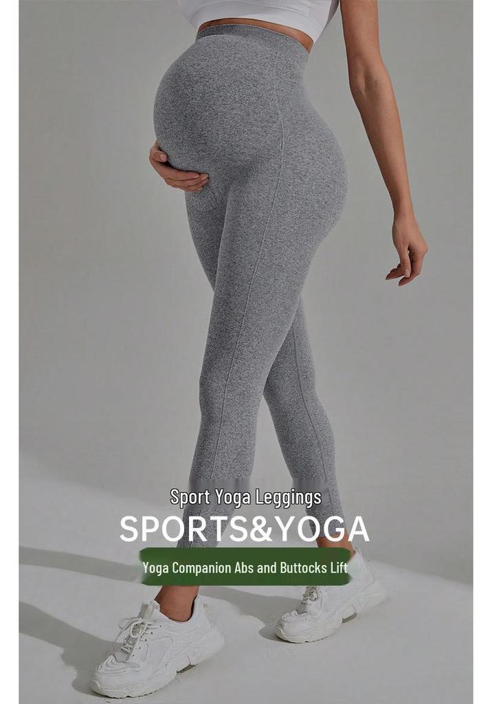 European & American High-Waist Maternity Yoga Pants: Seamless, Elastic, Butt-Lifting Sportswear