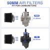 ZSDTRP 2pcs Motorcycle Air Filters 60mm 55mm 50mm Universal for Motorbike Cold Air Intake High Flow Washable Filter