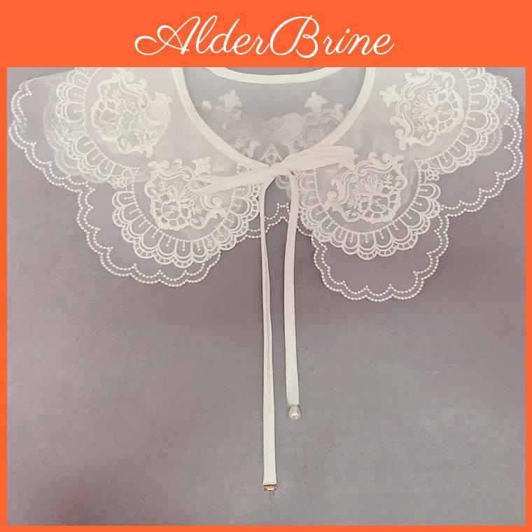 Summer Women Faux Collar With Embroidery And Lace Edging For Dress Decor